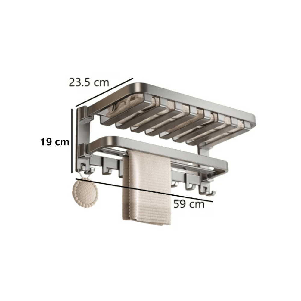 Space-Saving Foldable Aluminum Towel Rack (60 cm)