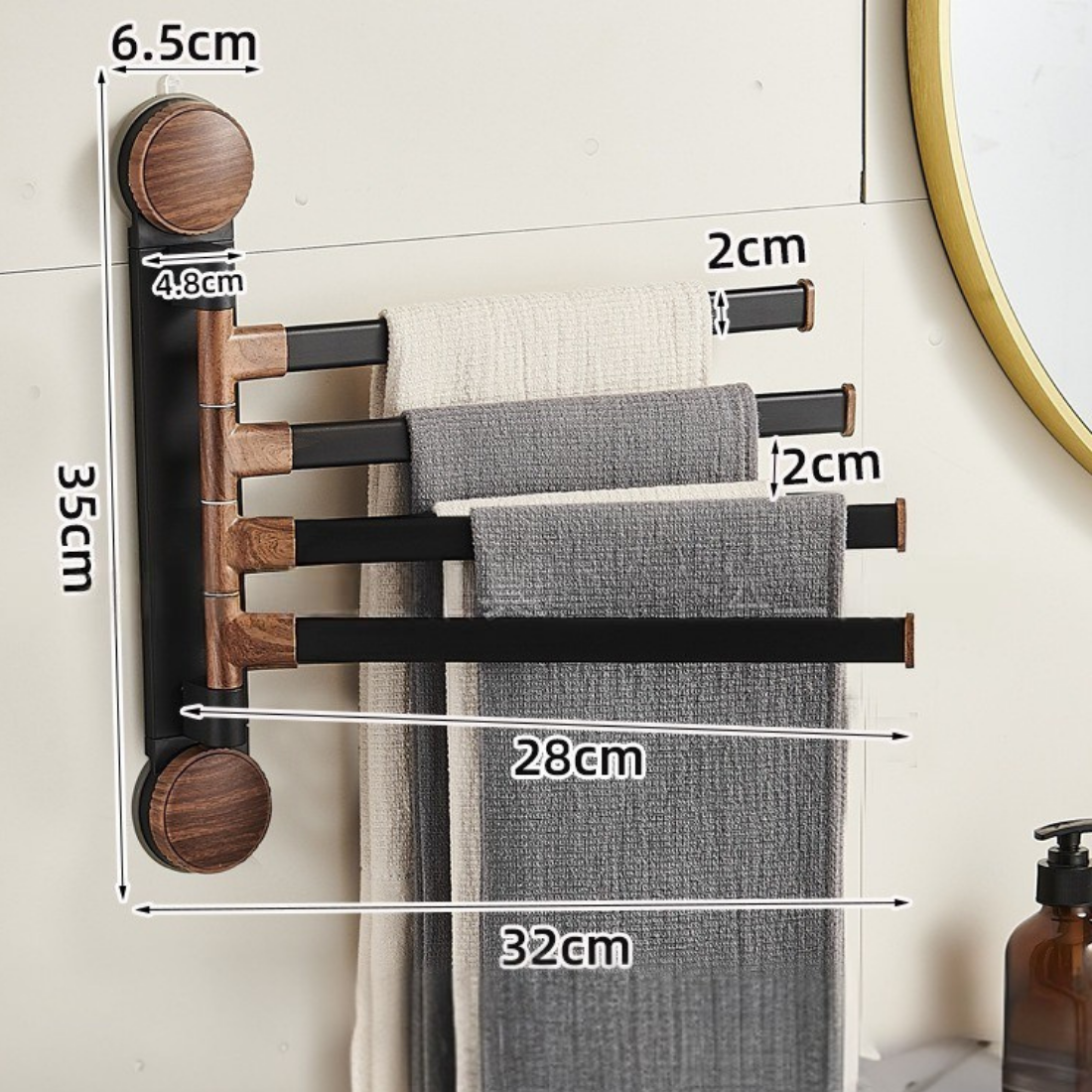 Wall-Mounted Rotating Suction Cup Towel Holder