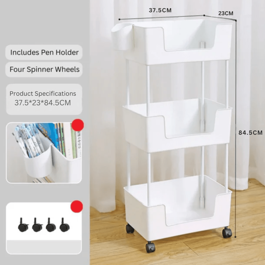 Multi-Layer Rolling Storage Cart with Swivel Wheels