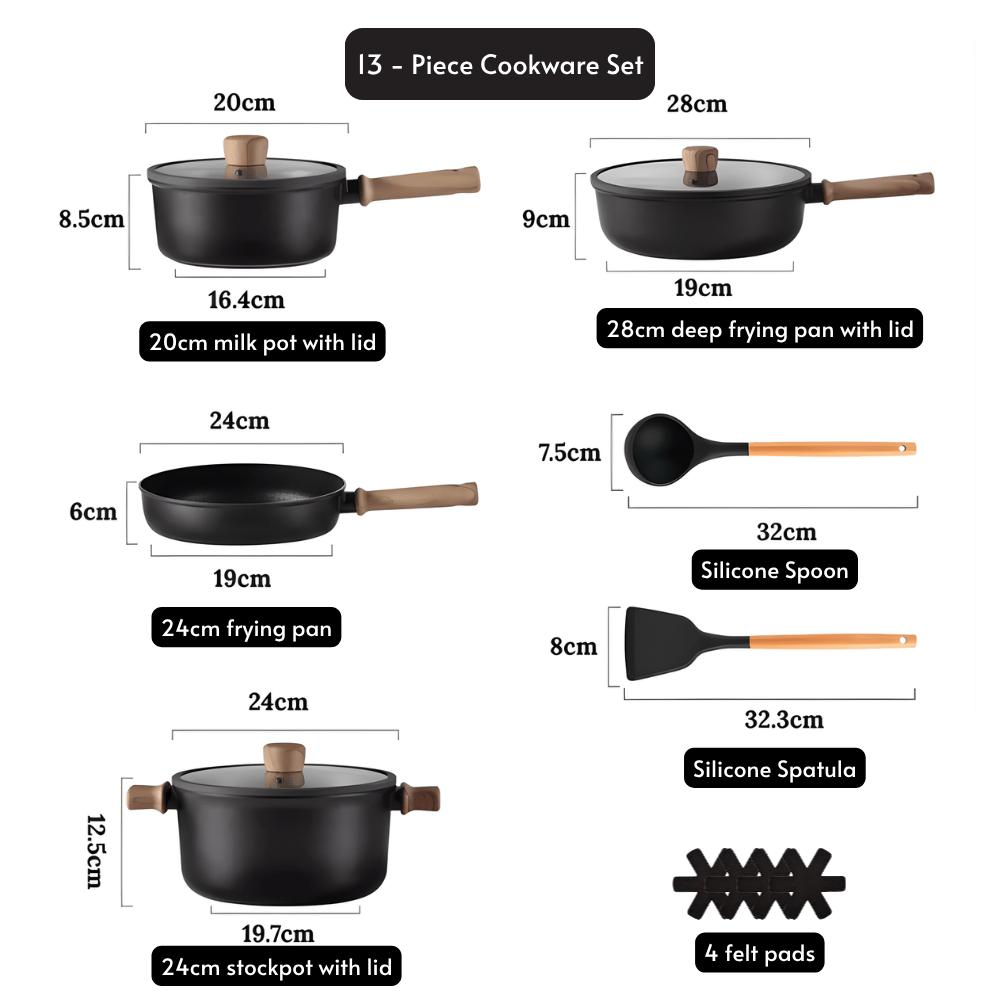 13-Piece Titanium-Coated Non-Stick Kitchen Cookware Set