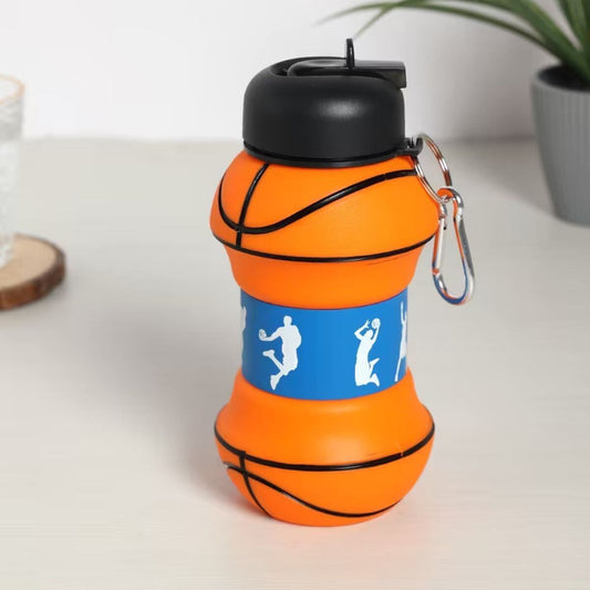 Collapsible Silicone Basketball-Themed Water Bottle