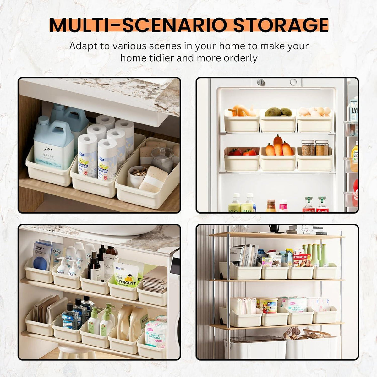 Multi-Purpose Compact Storage Bins with Wheels (Pack of 2)