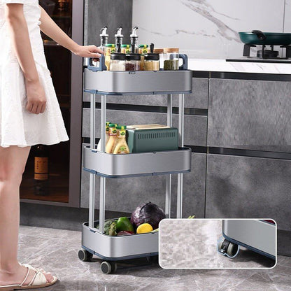 Slim 3-Tier Stainless Steel Rolling Storage Cart