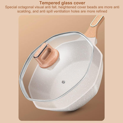 Non-Stick Octagonal Frying Pan with Lid