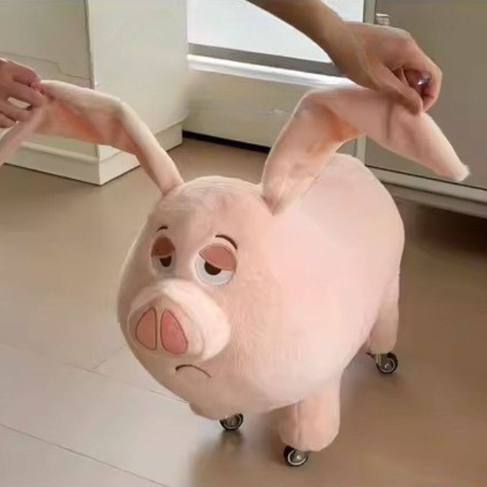 Pig-Shaped Plush Padded Ottoman Stool (60 cm)