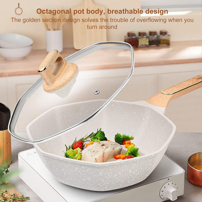 Non-Stick Octagonal Frying Pan with Lid