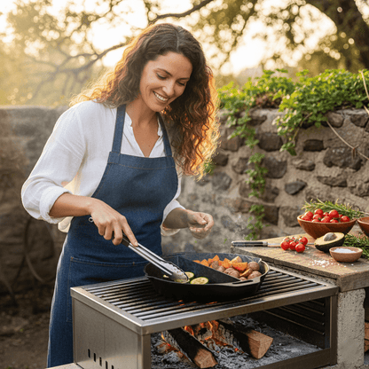 Multi-Purpose Cast Iron Flat & Grooved Cooking Pan(32cm)