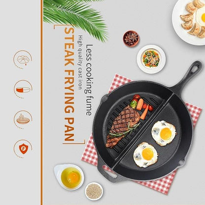 Dual-Sided Cast Iron Flat & Grooved Grill Pan (32 cm)