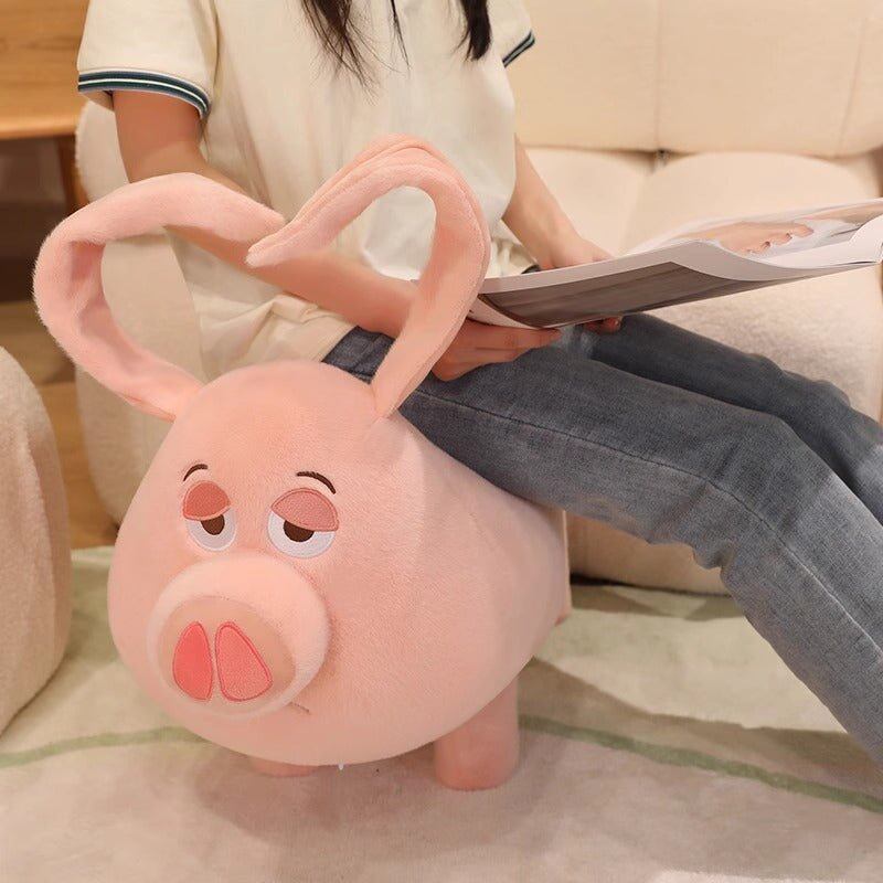 Pig-Shaped Plush Padded Ottoman Stool (60 cm)